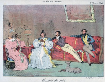 La Vie de chateau - Večerní rozhovory - Ilustrace Eugene Lami (1800-1890) V „“LE-RIRE““ z roku 1885 od Eugene Louis Lami