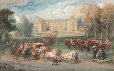 Ludvík XIV. řídil svůj autobus v parku Versailles od Eugene-Louis Lami