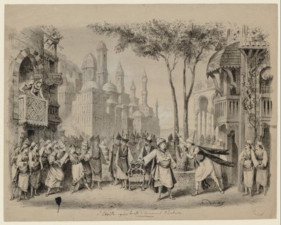 Opera Létoile od Emmanuela Chabriera v Théâtre des Bouffes-Parisiens, 1877 od Eugene Louis Lami