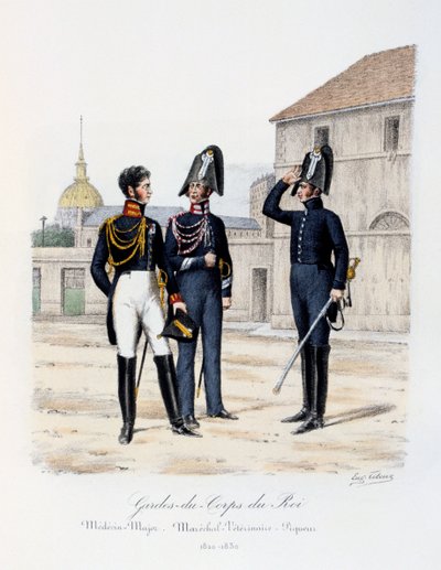 Královi osobní strážci, hlavní lékař, maršál-veterinář a piqueur, 1820-30 od Eugene Titeux