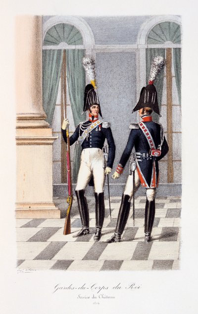 Královi osobní strážci, zámecká služba, 1814 od Eugene Titeux