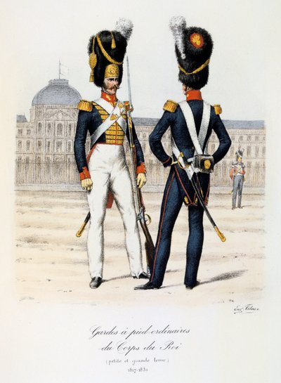 Obyčejní pěší strážci královského sboru, malé a plné šaty, 1817-30 od Eugene Titeux
