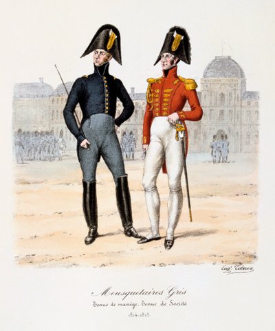 Šedí mušketýři, manéžní a společenský oděv, 1814-15 od Eugene Titeux
