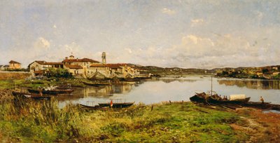 Pohled na Sesto Circalende, kolem roku 1885 (olej na plátně) od Eugenio Gignous