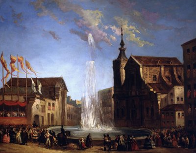 Zásobování vodou Lozoya u fontány Calle de San Bernardo od Eugenio Lucas y Padilla