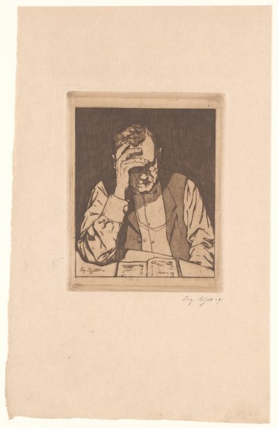 čtoucí muž od Eugène Bejot (signed by artist)