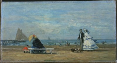 Pláž v Trouville od Eugene Louis Boudin