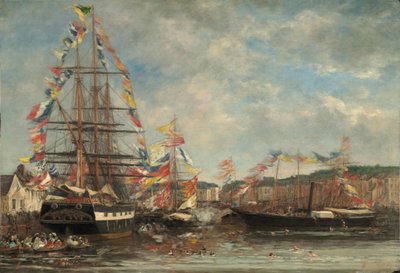Festival v přístavu Honfleur od Eugène Boudin