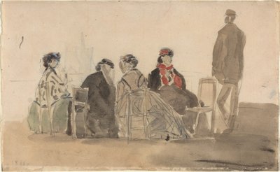 Čtyři dámy sedící v Trouville od Eugène Boudin