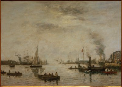 Le Havre, výhled na přístav od Eugene Louis Boudin