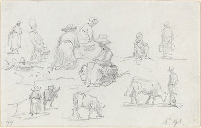 Rolníci a krávy [recto] od Eugène Boudin