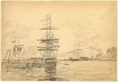Lodě v přístavu od Eugène Boudin