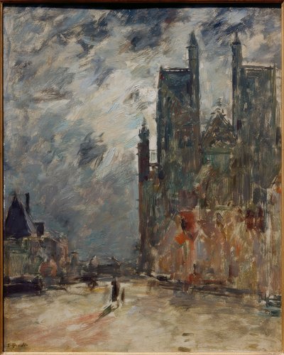 Abbeville Collegiate Church v noci od Eugene Louis Boudin