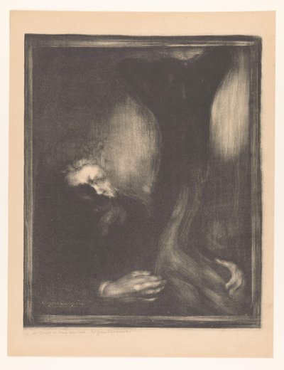Portrét Rodina se sochou Rodin sochař od Eugène Carrière