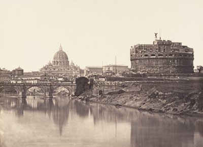 Pohled na Castel St Angelo. S. Pietro, 1848-52. od Eugène Constant