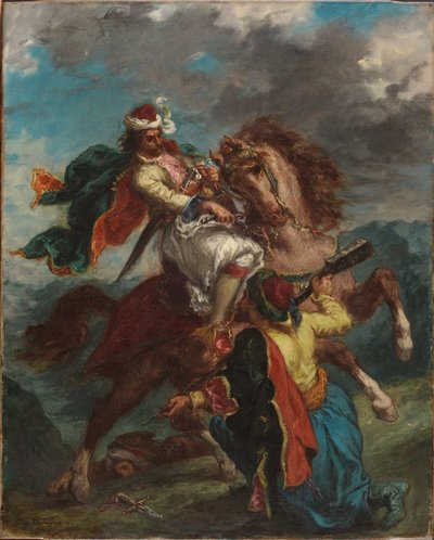 Turek se vzdává řeckému jezdci od Eugène Delacroix