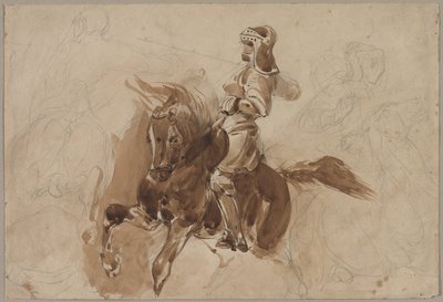 Obrněná postava na koni (recto) od Eugène Delacroix