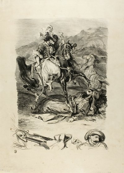 Boj mezi Giaourem a Pašou od Eugène Delacroix