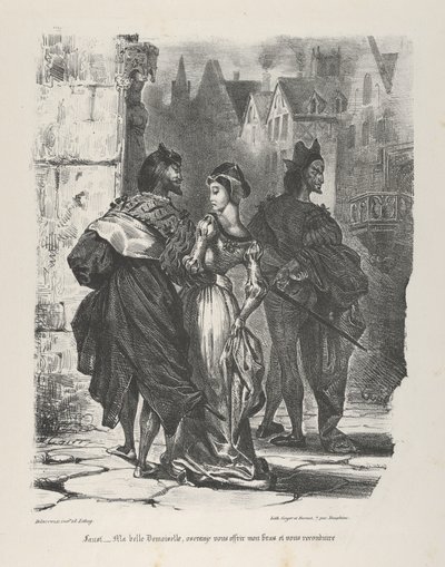 Faust se snaží svést Markétu Goethovou, Faust, 1825-27., 1825-27. od Eugène Delacroix