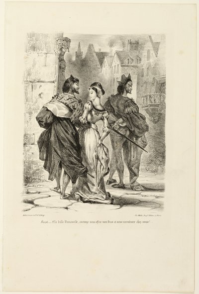Faust se snaží svést Markétu od Fausta od Eugène Delacroix