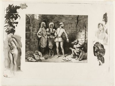Fronte-boeuf a Žid, z Ivanhoe od Eugène Delacroix