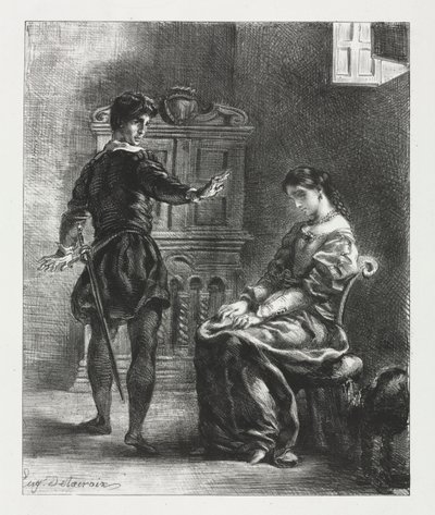 Hamlet: Hamlet a Ofélie od Eugène Delacroix
