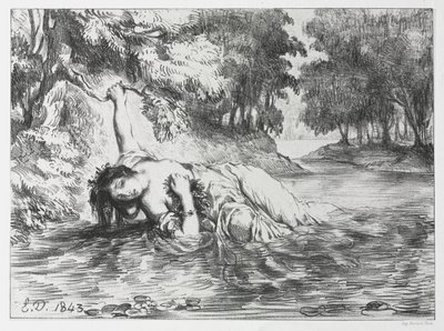 Hamlet: Smrt Ofélie od Eugène Delacroix
