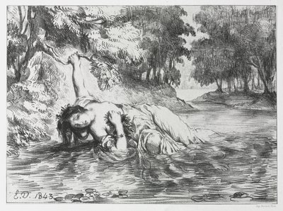 Hamlet: Smrt Ofélie, 1843. od Eugène Delacroix
