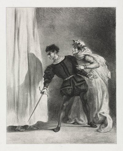 Hamlet: Vražda Polonia od Eugène Delacroix