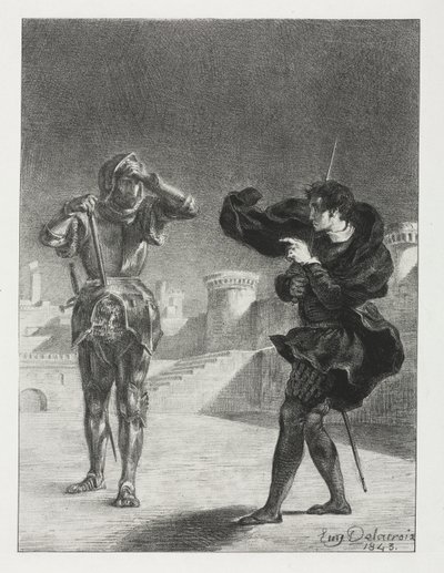 Hamlet: Fantom na terase od Eugène Delacroix