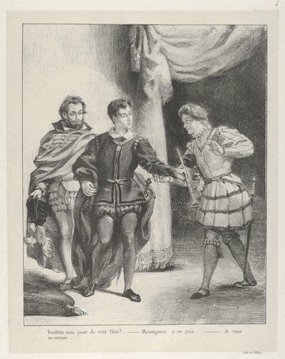 Hamlet a Guildenstern, 1834-43., 1834-43. od Eugène Delacroix