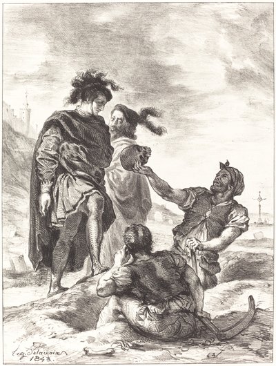 Hamlet a Horatio před hroby (V. dějství, scéna I) od Eugène Delacroix