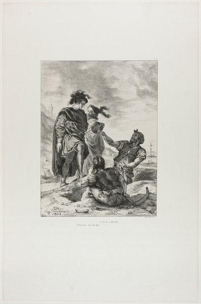 Hamlet a Horatio s hrobníky, deska 14 z Hamleta od Eugène Delacroix