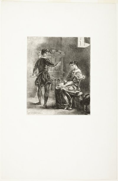 Hamlet a Ofélie od Eugène Delacroix