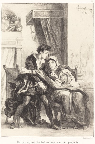 Akt Hamlet a královna III, scéna IV, 1834. od Eugène Delacroix