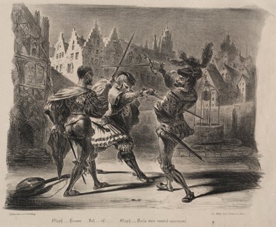 Ilustrace k Faustovi: Souboj Fausta a Valentina od Eugène Delacroix