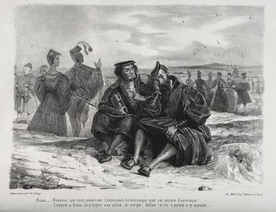 Ilustrace k Faustovi: Faust a Wagner od Eugène Delacroix