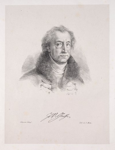 Ilustrace k Faust: Frontispis - Portrét Johanna Wolfganga von Goethe od Eugène Delacroix
