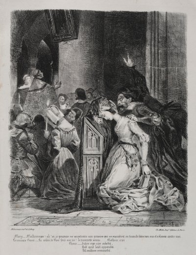 Ilustrace pro Faust: Markétka v kostele od Eugène Delacroix
