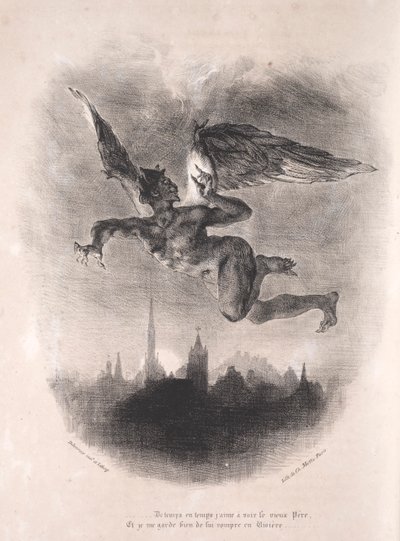 Ilustrace pro Faust: Mefistofeles ve vzduchu od Eugène Delacroix