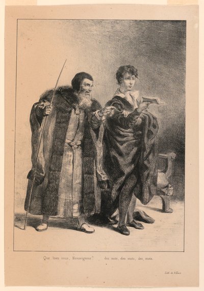 Ilustrace pro Hamleta. Polonius a Hamlet (II,2) od Eugène Delacroix
