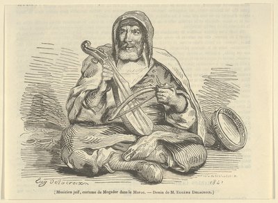 Židovský hudebník v kostýmu Mogador, Maroko, 1842., 1842. od Eugène Delacroix