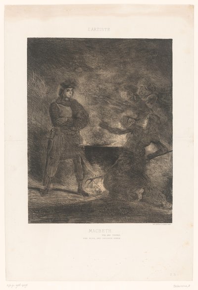Macbeth se radí se třemi čarodějnicemi Macbeth (název na objektu) od Eugène Delacroix