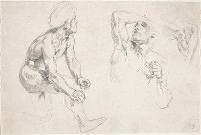 Mužský akt pózující pro postavy ve Frize de la Guerre, c. 1835. od Eugène Delacroix