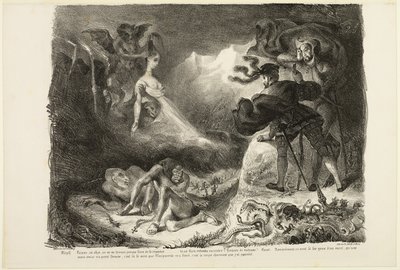 Markétčin duch zjevující se Faustovi, z knihy Faust od Eugène Delacroix