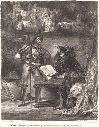 Faustovi se zjevuje Mefisto. od Eugène Delacroix