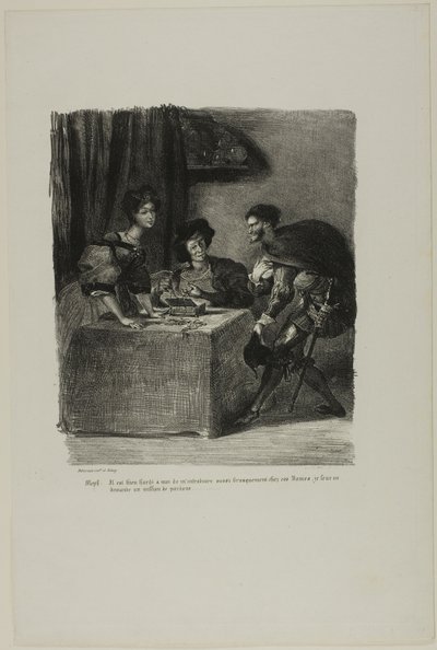 Mefistofeles navštěvuje Martu z Fausta od Eugène Delacroix