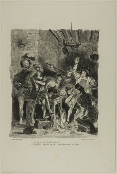 Mefistofeles ve studentském hostinci, z filmu Faust od Eugène Delacroix