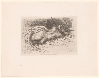 Nahá žena při pohledu zezadu Étude de femme, vue de dos (název na objektu) od Eugène Delacroix