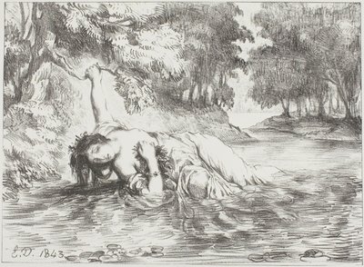 Oféliina smrt od Eugène Delacroix